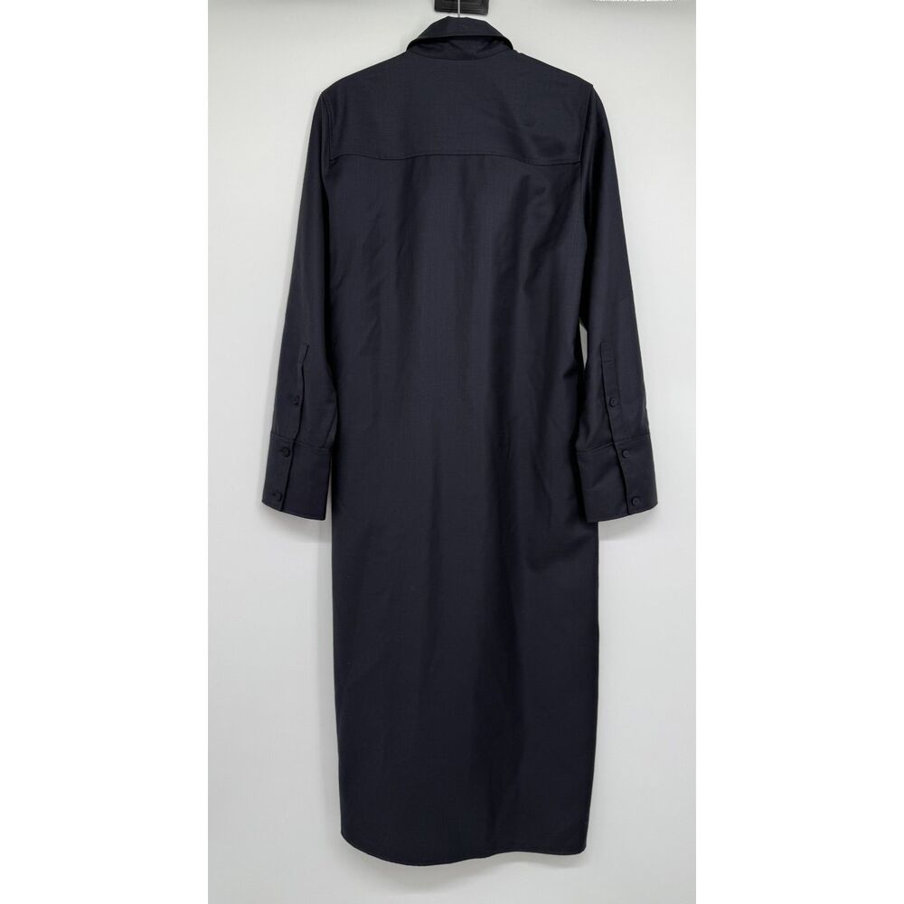 COS Navy Wool Midi Collar Long Sleeve Dress Size 4 - Picture 4 of 9